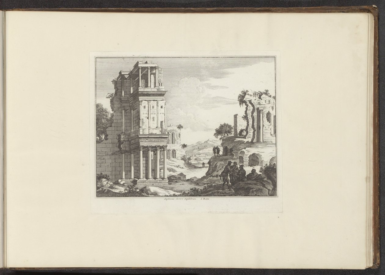 Kilátás a római Septizonium romjaira Septizonii Severi Sepulchrum à Roma (cím a tárgyon) Paloták és műemlékek Velencében, Livornóban, Nápolyban és Rómában (sorozat címe) alkotó: Anonymous