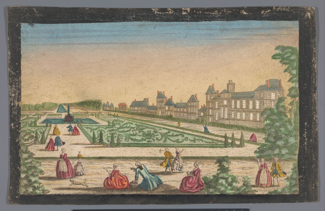 Kilátás a kertre és a Palais de Fontainebleau-ra alkotó: Anonymous