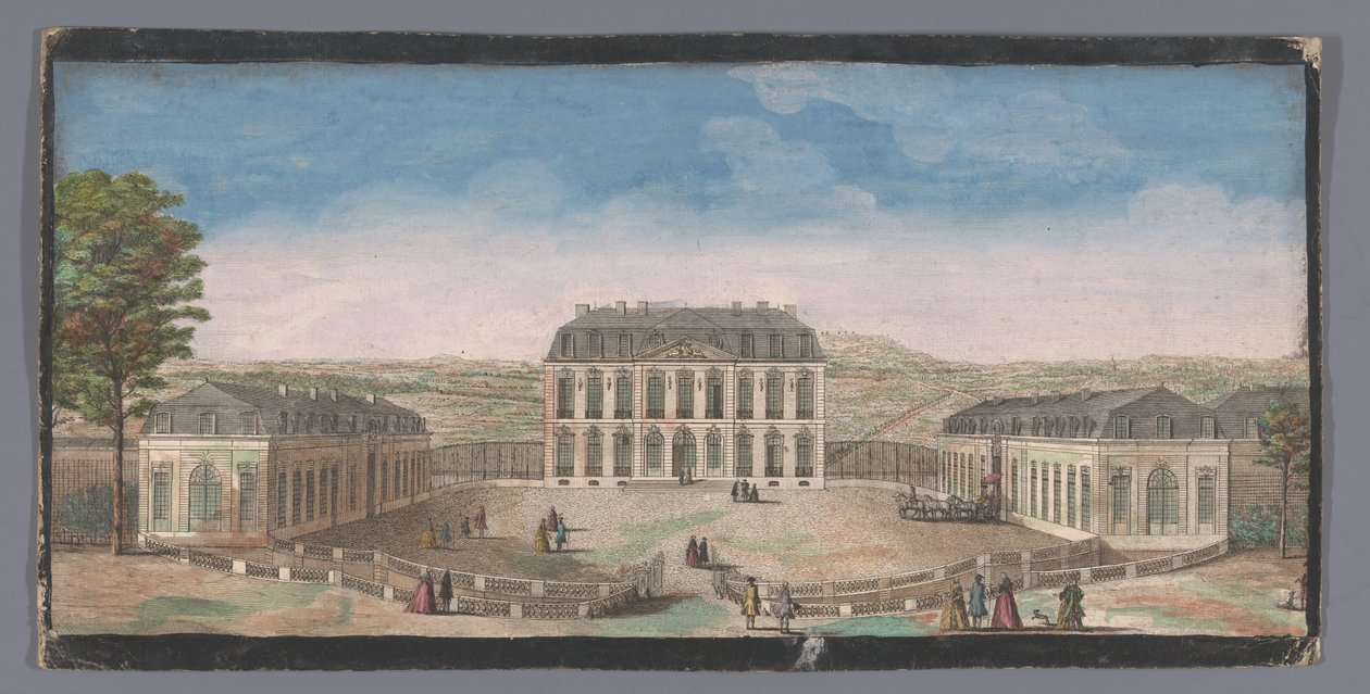 Kilátás a Chateau de Belle-Vue elejére Meudonban Vüe ​​​​du Chateau de Belle-Vüe côté de la cour díj (cím a tárgyon) alkotó: Anonymous