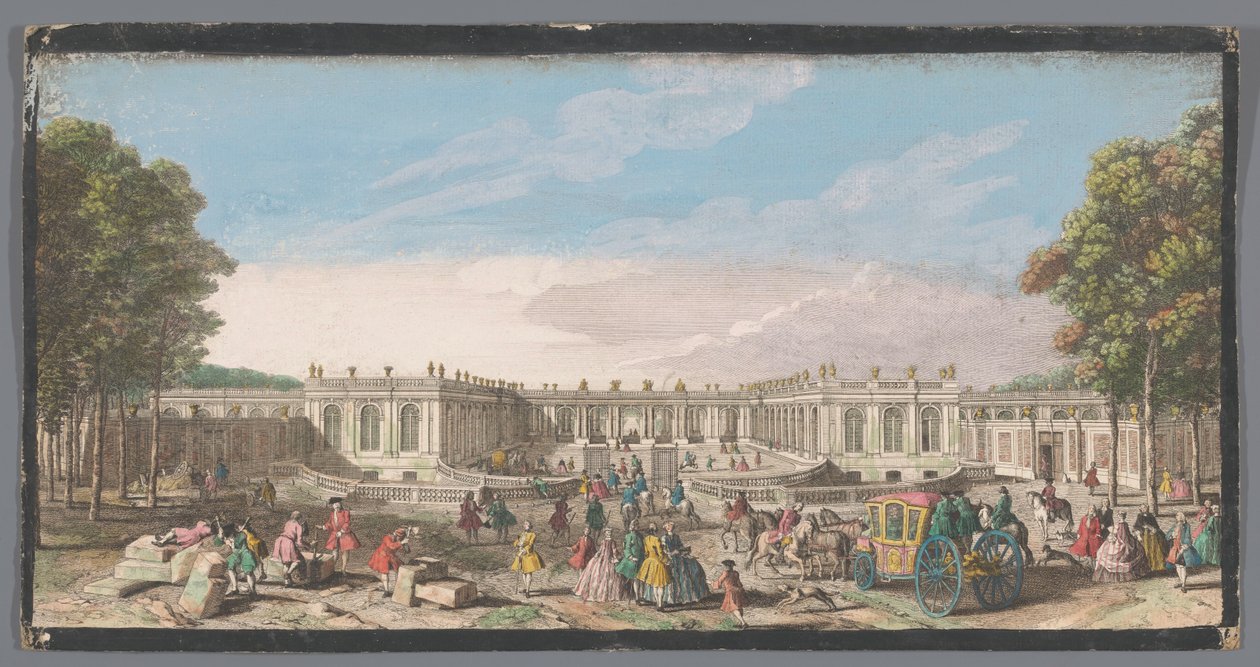 Kilátás a Nagy Trianon homlokzatára a Versailles-i kertben Vüe ​​​​de Trianon dans le Parc de Versailles du côté de l