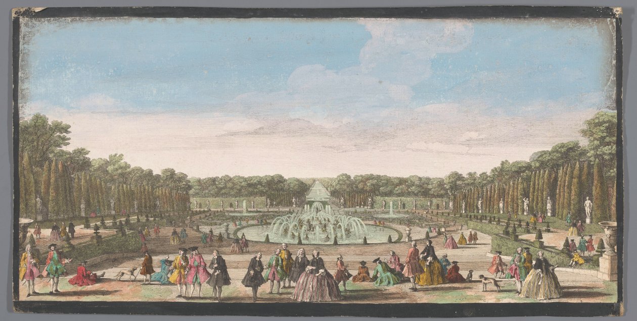 Kilátás a Bassin de Latone-ra a Versailles-i kertben Kilátás a Latone-medencére a kastély teraszának széléről (cím a tárgyon) alkotó: Anonymous