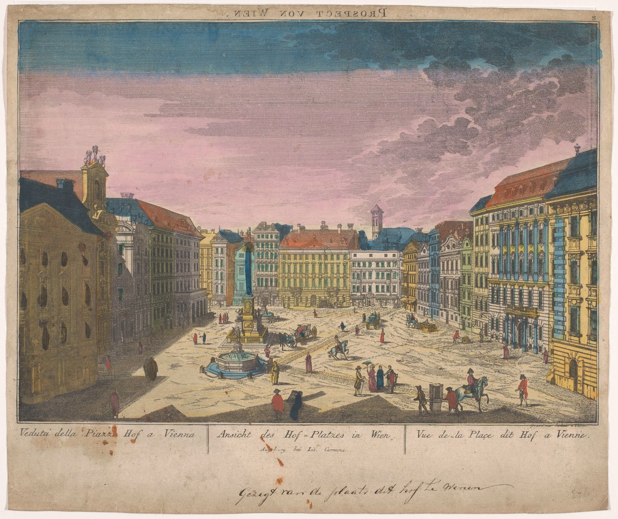 Kilátás a bécsi Platz Am Hofra Prospect von Wien (cím a tárgyon) alkotó: Anonymous