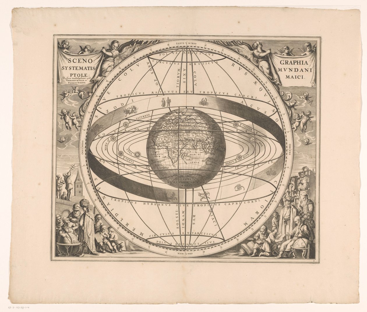 Ptolemaiosz rendszerének égbolttérképe Scenographia systematis mundani Ptolemaici (cím a tárgyon) alkotó: Anonymous