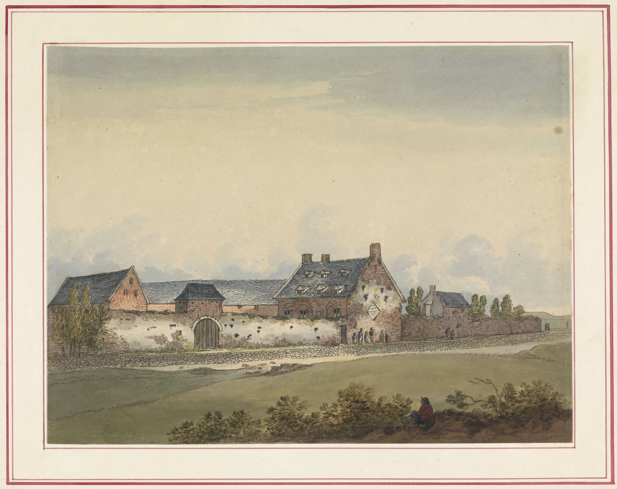 La Haye-Sainte farm Mont-Saint-Jeanban Hét tányér Waterlooról és környékéről (sorozat címe) alkotó: Anonymous