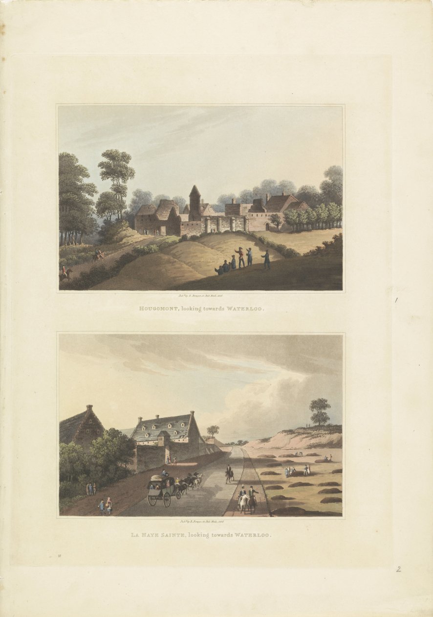 Hougoumont és La Haye-Sainte Hougomont, Waterloo / La Haye Sainte felé néz, Waterloo felé néz (cím a tárgyon) alkotó: Anonymous