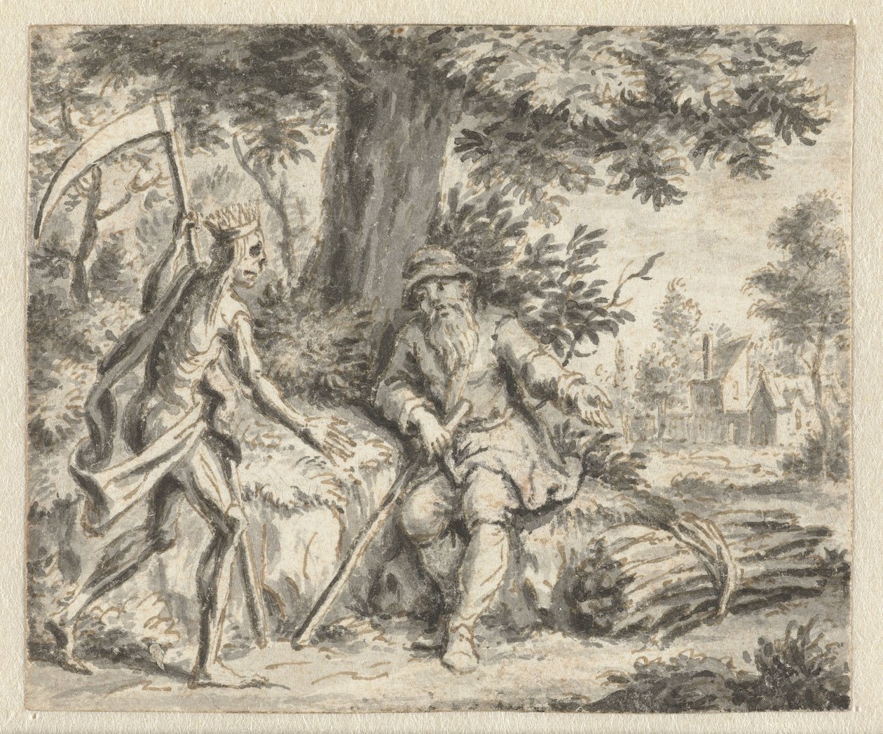 Favágó és a halál Illusztrációk tervei Jean de la Fontaine Fables című kötetéhez (sorozat címe) alkotó: Anonymous