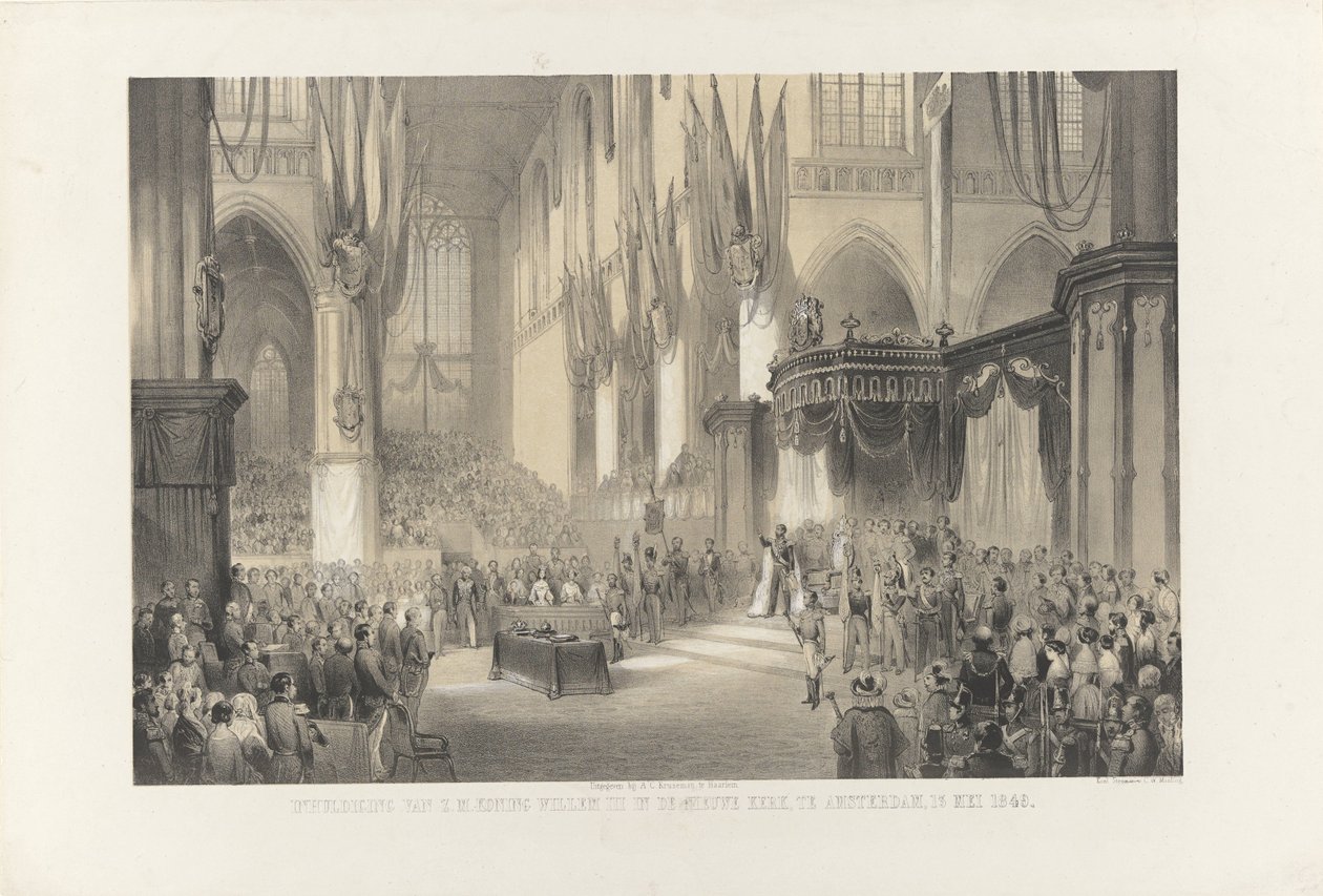H. M. Willem III király beiktatása a Nieuwe Kerkben, Amszterdamban, 1849. május 13-án (cím a tárgyon) alkotó: Anonymous