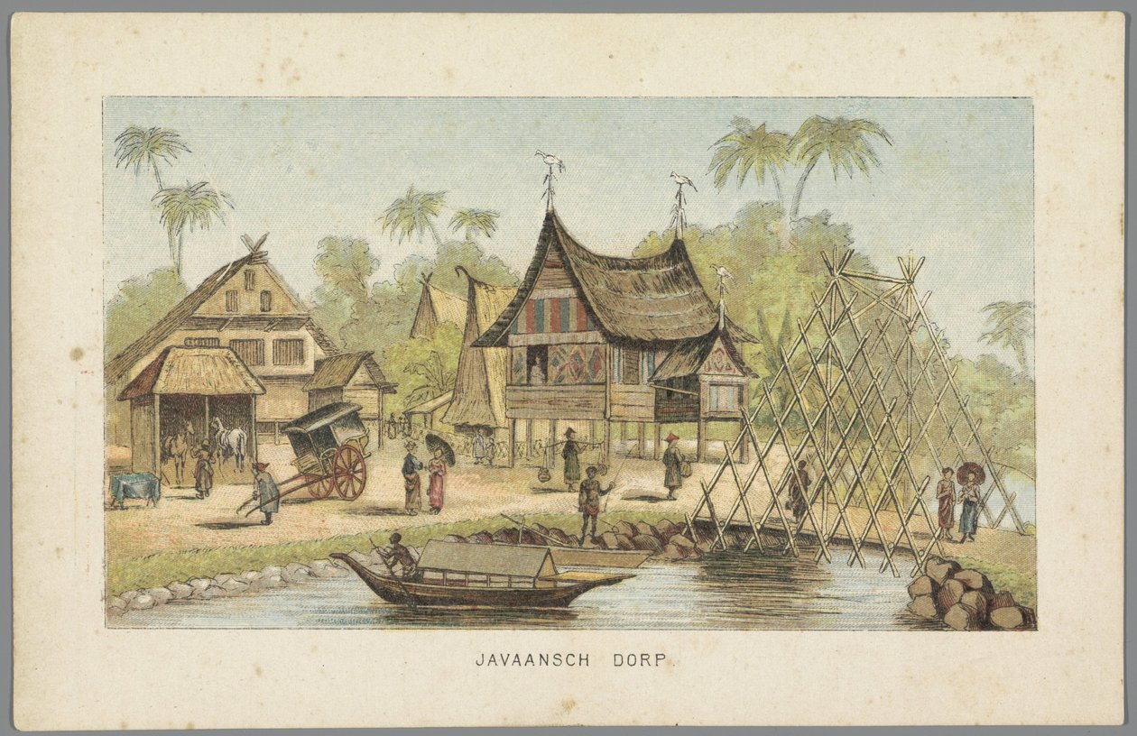 Jávai falu az amszterdami világkiállításon, 1883 Javanese Village (cím az objektumon) Amszterdam emléke 1883-ban (sorozat címe a tárgyon) alkotó: Anonymous