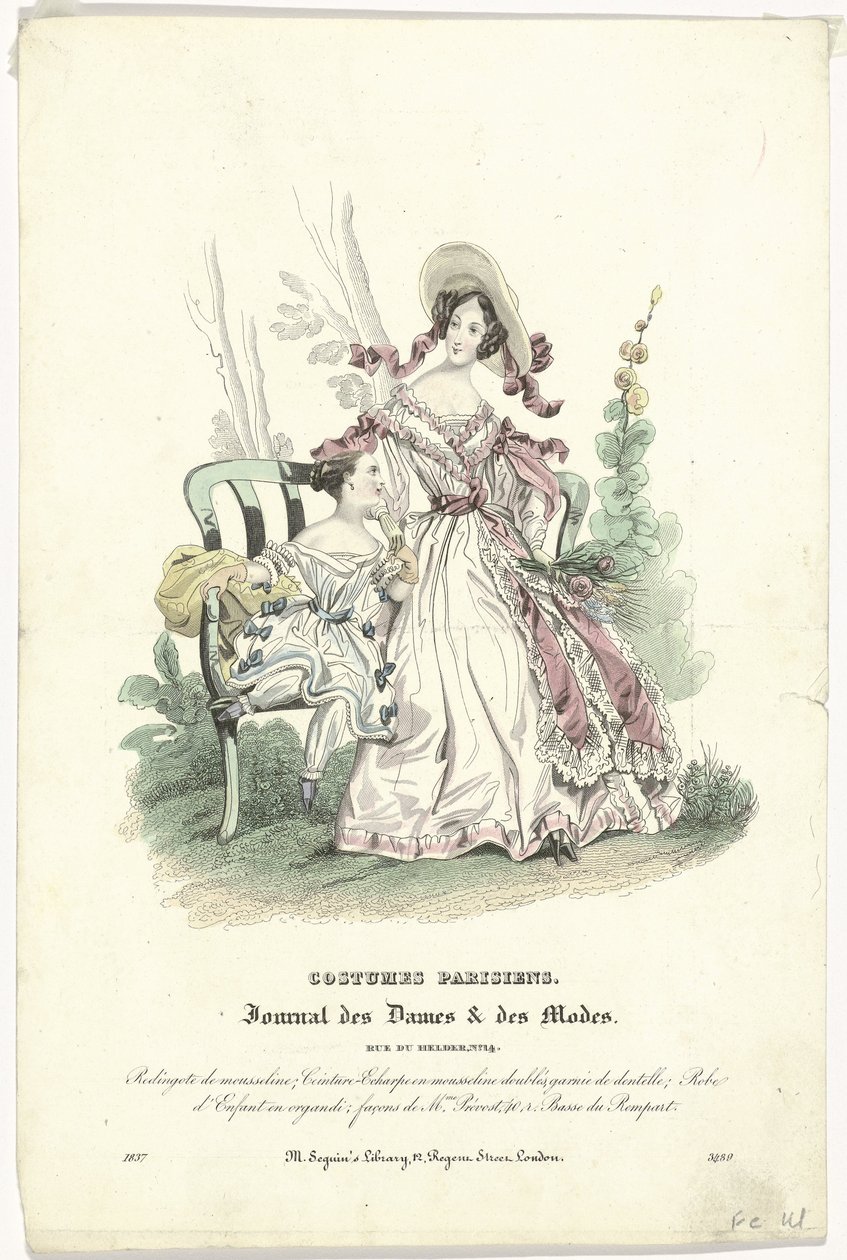 Journal des Dames et des Modes, Costumes Parisiens, 1837, (3489): Muslin redingote (...) alkotó: Anonymous