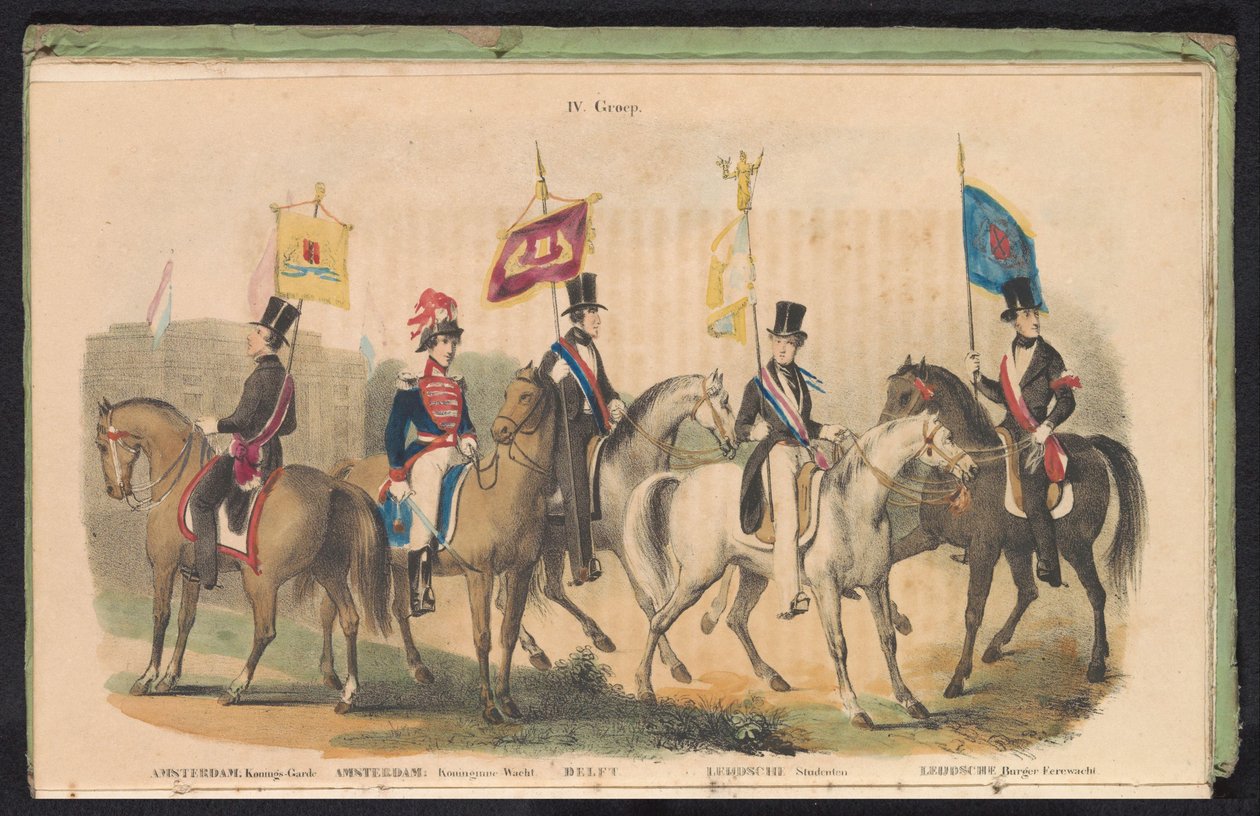 Amszterdam, Delft és Leiden díszőreinek jelmezei és zászlói, 1840-1842 IV. Csoport (cím az objektumon) alkotó: Anonymous