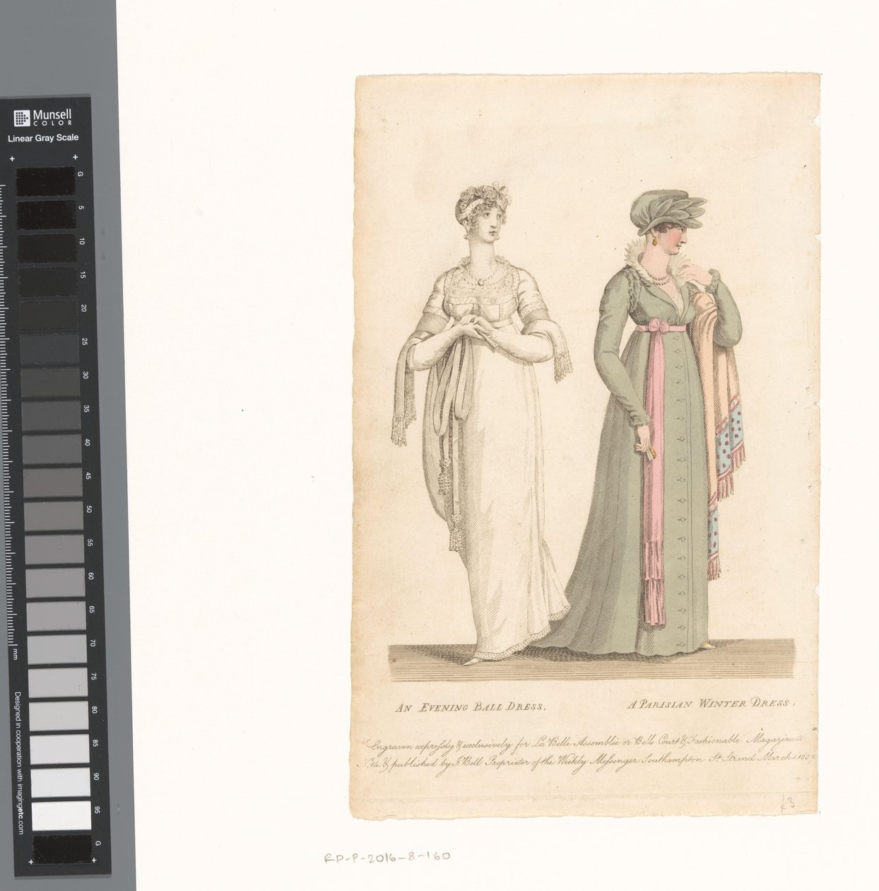 La Belle Assemblée, 1807. március 1., 14. szám: Egy estélyi báli ruha / A Parisian winter dress alkotó: Anonymous