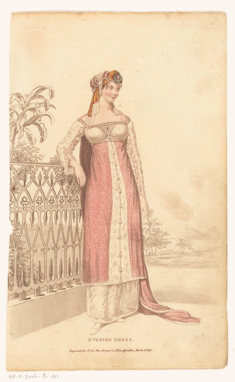 La Belle Assemblee, 1813. március 1., 42. szám (új sorozat): Estélyi ruha alkotó: Anonymous