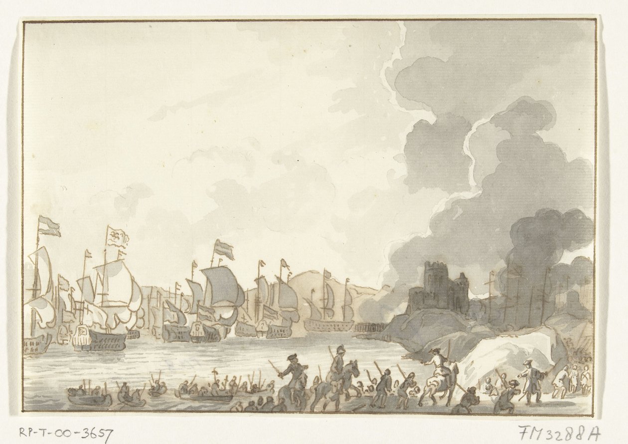 Az angol és a holland flotta partraszállása Cadizban, 1702 alkotó: Anonymous