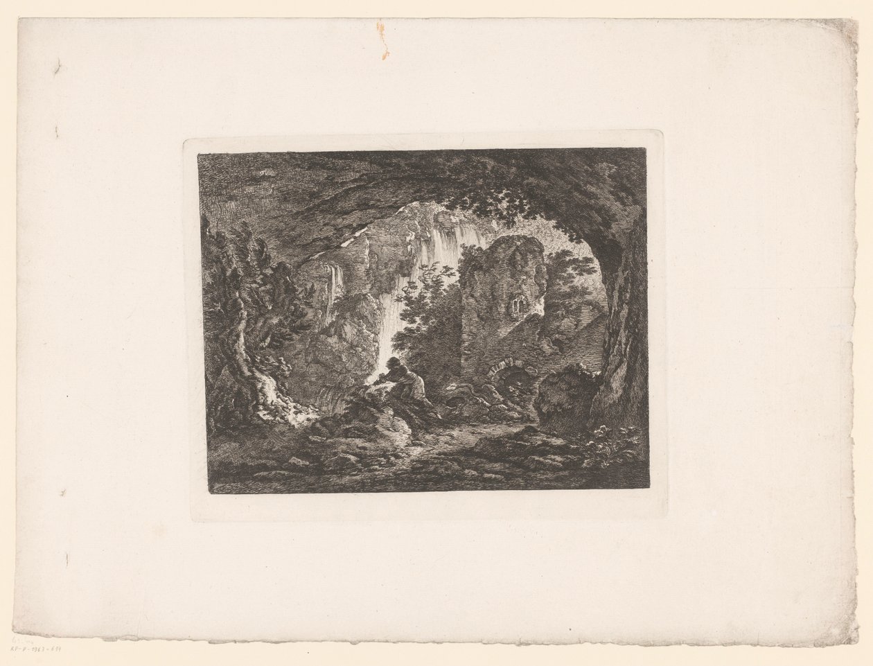 Kígyó elől menekülő ember Nyomatok Ignace Duvivier festményei után (sorozat címe) Differens Sujets graves et dessinés, Ignace du Vivier: d