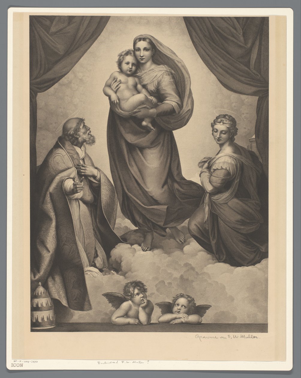 Mária és gyermeke H. Sixtusszal és H. Barbarával Sixtus Madonna alkotó: Anonymous