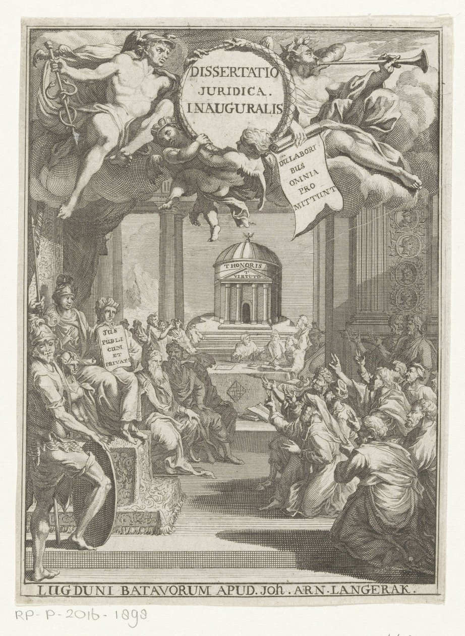Minerva és Kneeling Scholars Dissertatio juridica inauguralis (cím a tárgyon) alkotó: Anonymous