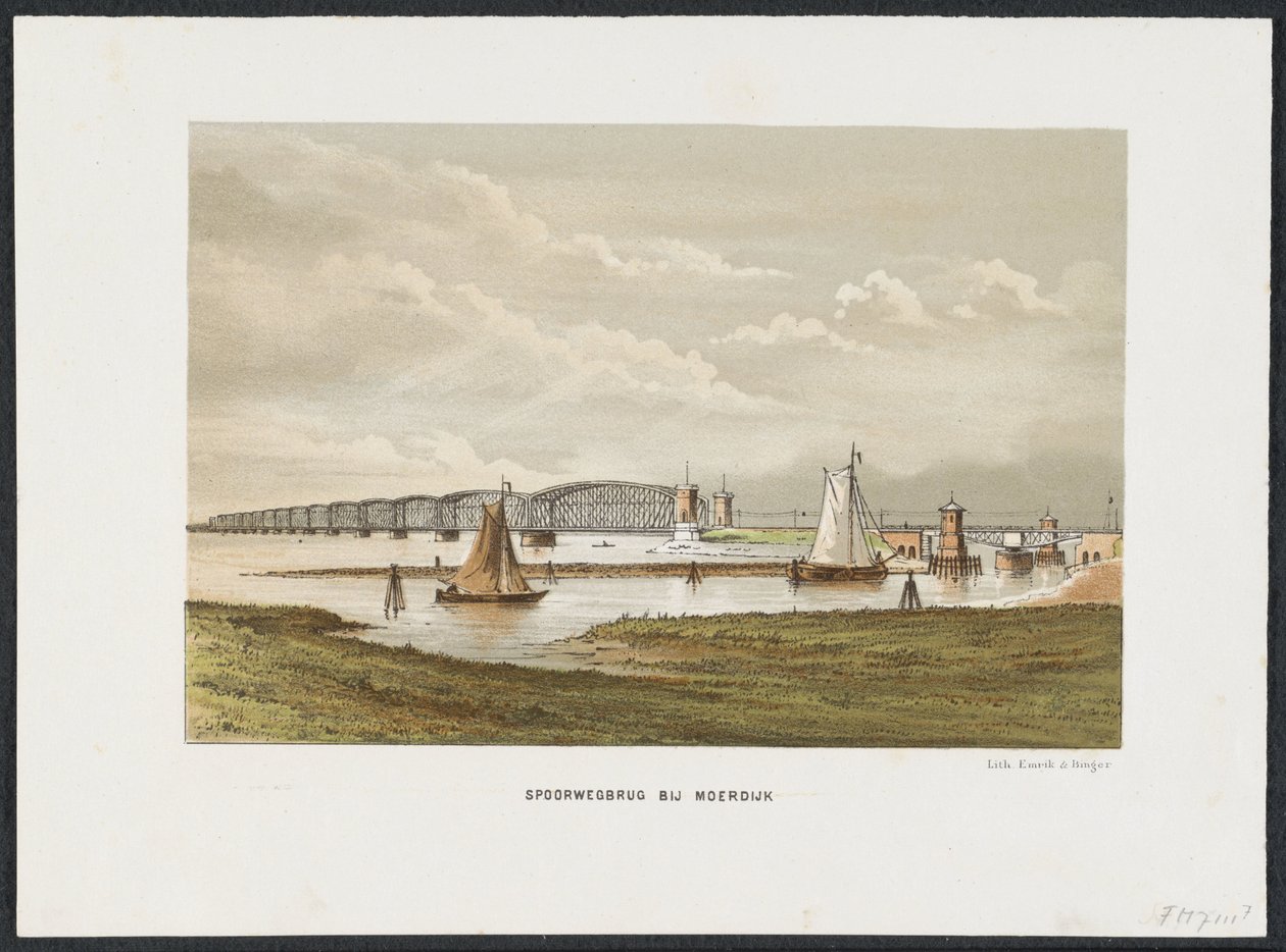 Moerdijk híd, 1871 Vasúti híd Moerdijknél (cím az objektumon) A fő vasúti hidak Hollandiában (sorozat címe) alkotó: Anonymous