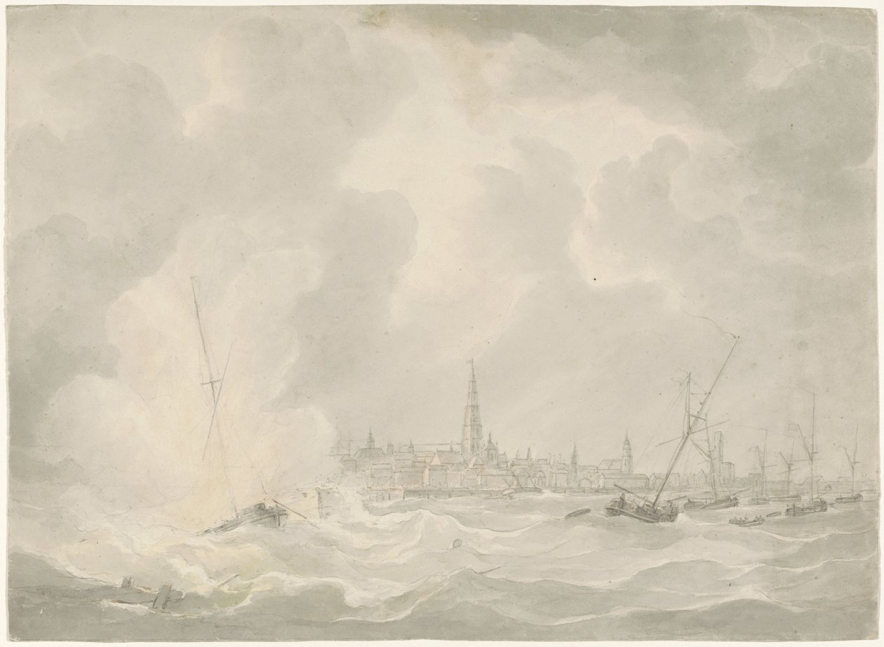 Jan van Speijk hajójának felrobbanása, 1831 alkotó: Anonymous