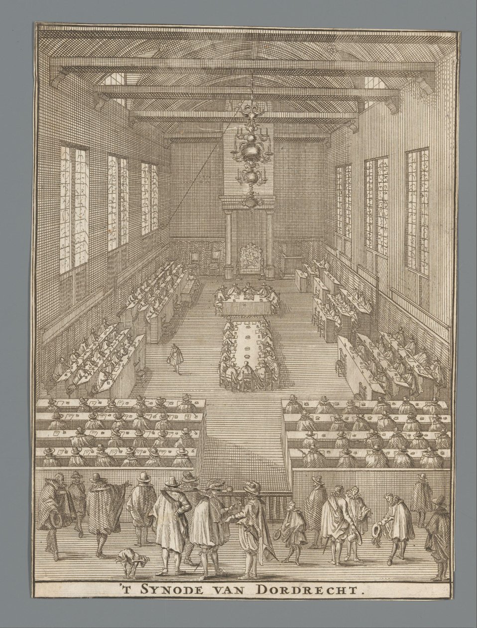A dordrechti szinódus megnyitása, 1618 A dordrechti szinódus (cím a tárgyon) alkotó: Anonymous