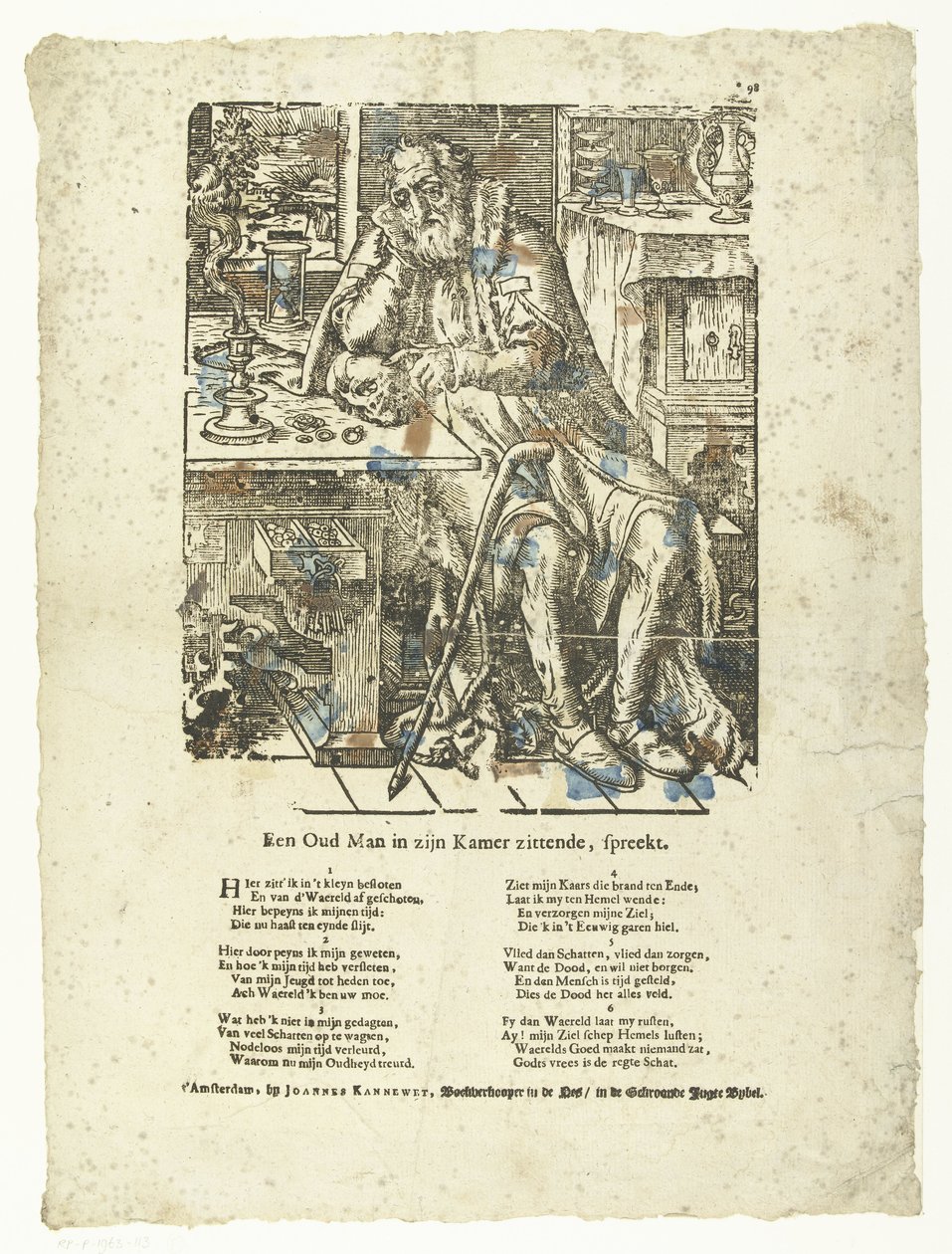 Öreg ember a szobájában (vanitas) A szobájában ülő öregember beszél. (cím a tárgyon) alkotó: Anonymous