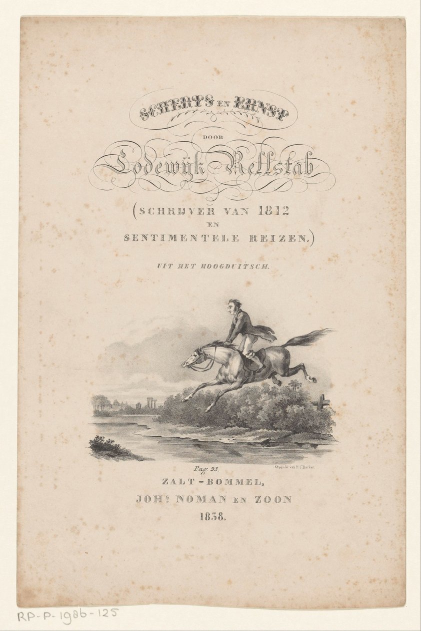 A ló átugrik a folyón Címlap: Lodewijk Rellstab, Banter and Seriousness, 1838 alkotó: Anonymous