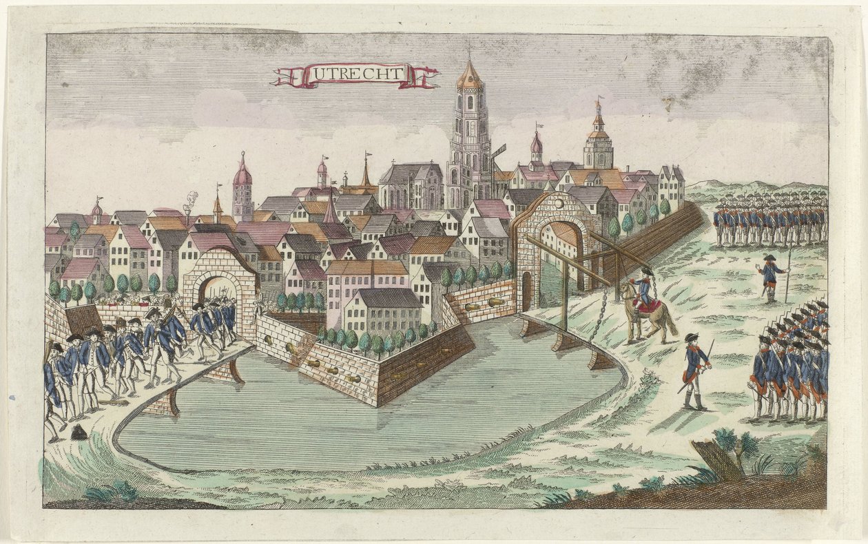 A hazafiak elhagyják Utrechtet, 1787 Utrecht (cím az objektumon) alkotó: Anonymous