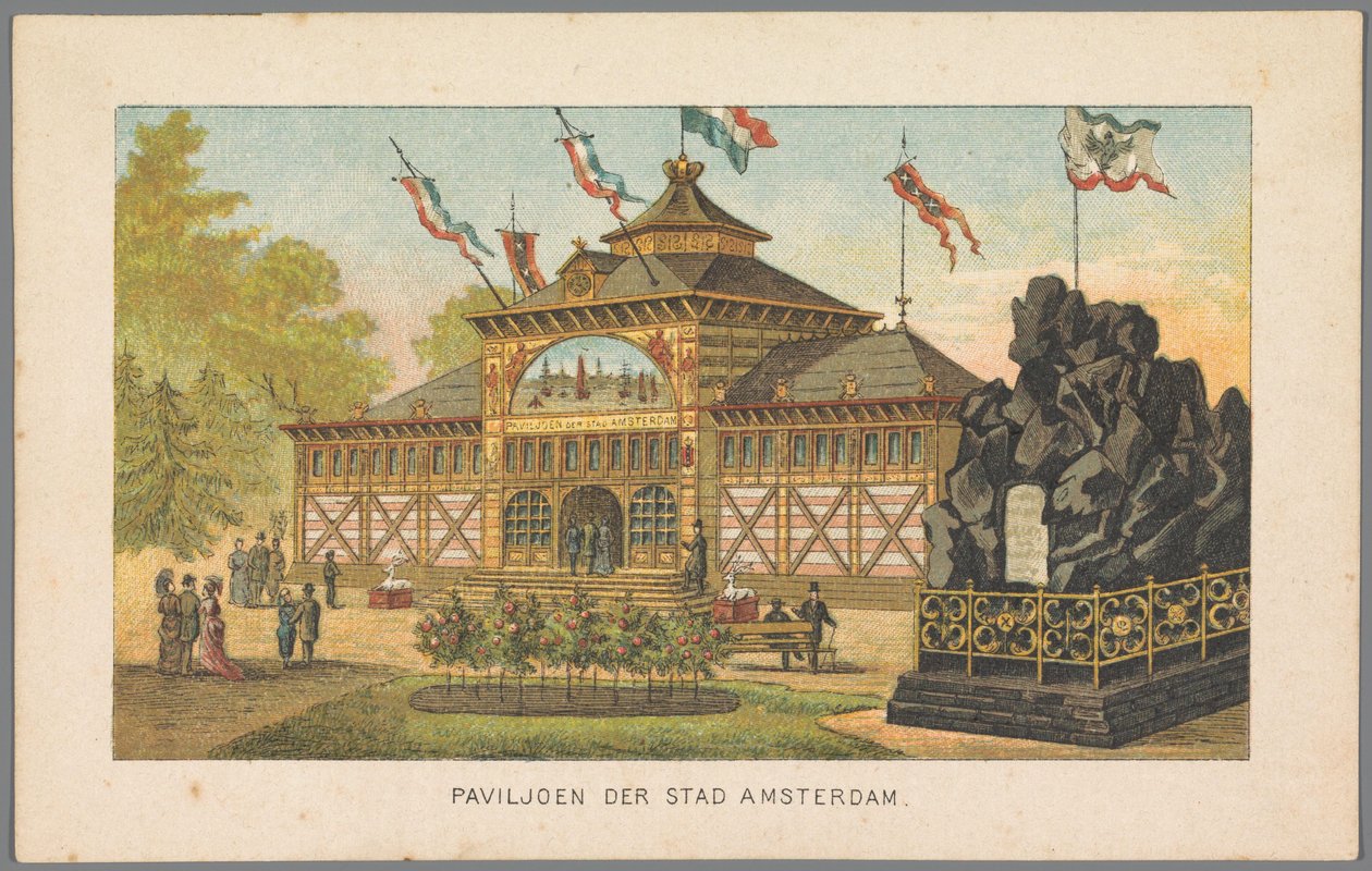 Amszterdam város pavilonja az amszterdami világkiállításon, 1883 Amszterdam város pavilonja (cím az objektumon) Amszterdam emléke 1883-ban (sorozat címe a tárgyon) alkotó: Anonymous