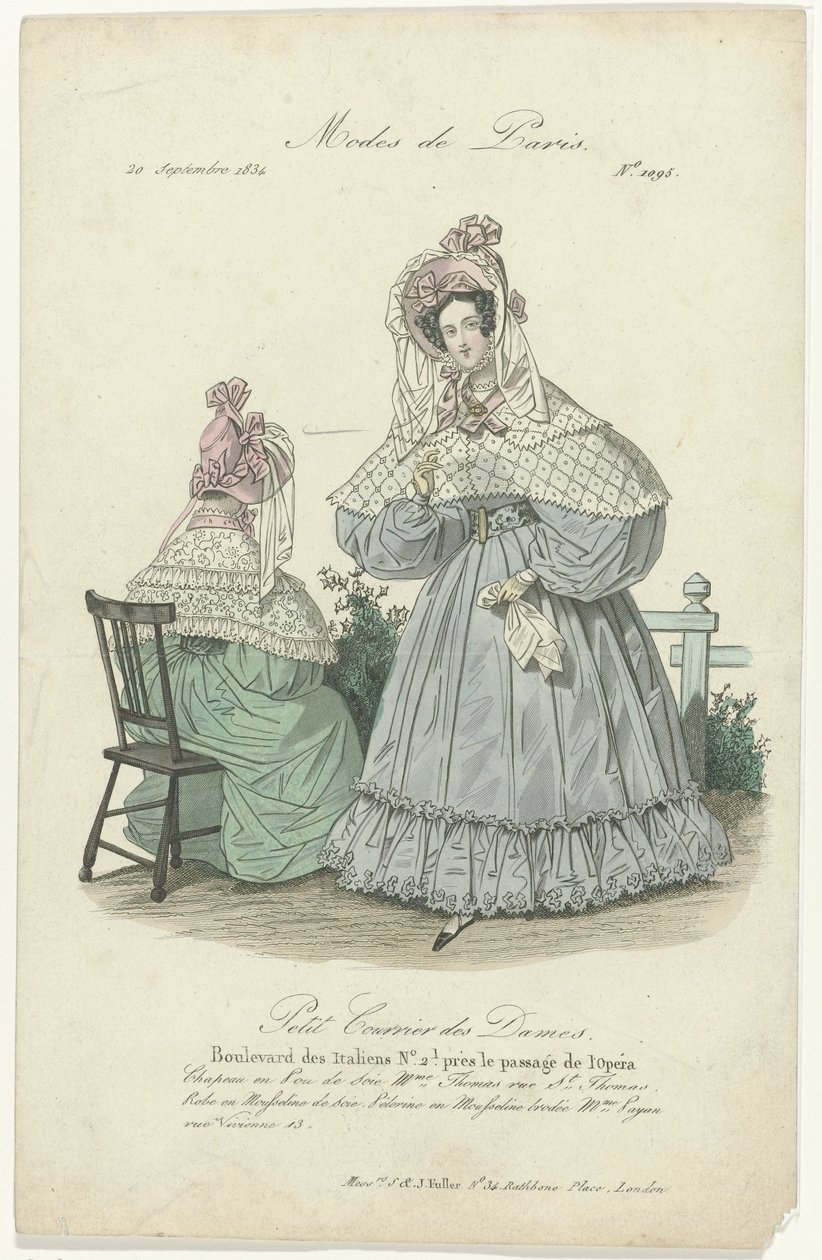 Petit Courrier des Dames, 1834. szeptember 20., 1095. sz.: Hat in Pou de Soi (...) alkotó: Anonymous