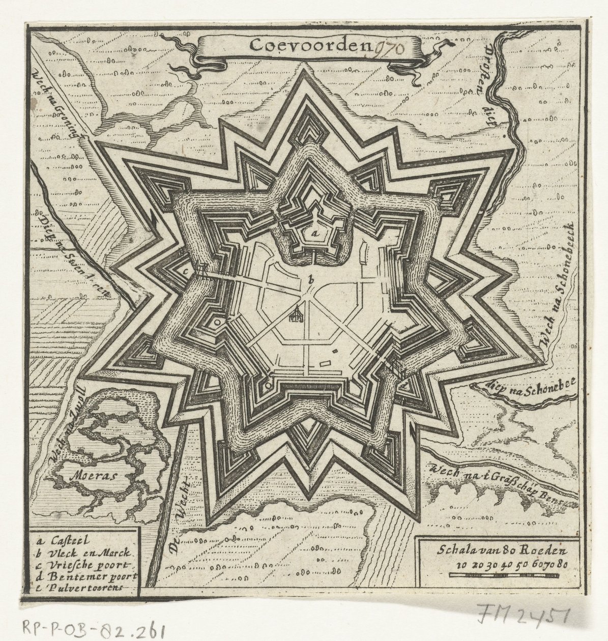 Coevorden térképe, 1672 Coevoorden (cím az objektumon) alkotó: Anonymous