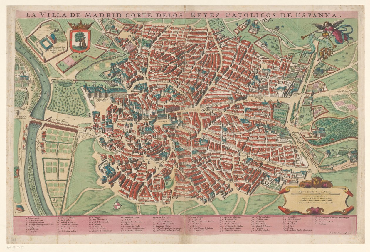 Plattegrond van Madrid A spanyol katolikus királyok madridi városának udvara (cím a tárgyon) alkotó: Anonymous