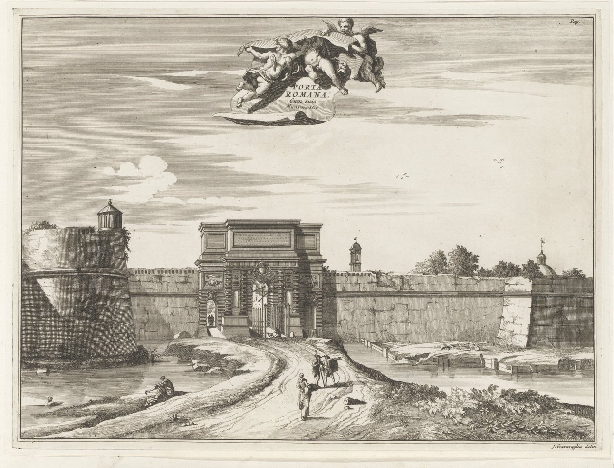 Porta Romana Milánóban Porta Romana cum suis Muninentis (cím a tárgyon) Magesyn der Italianense épületek (sorozat címe) alkotó: Anonymous