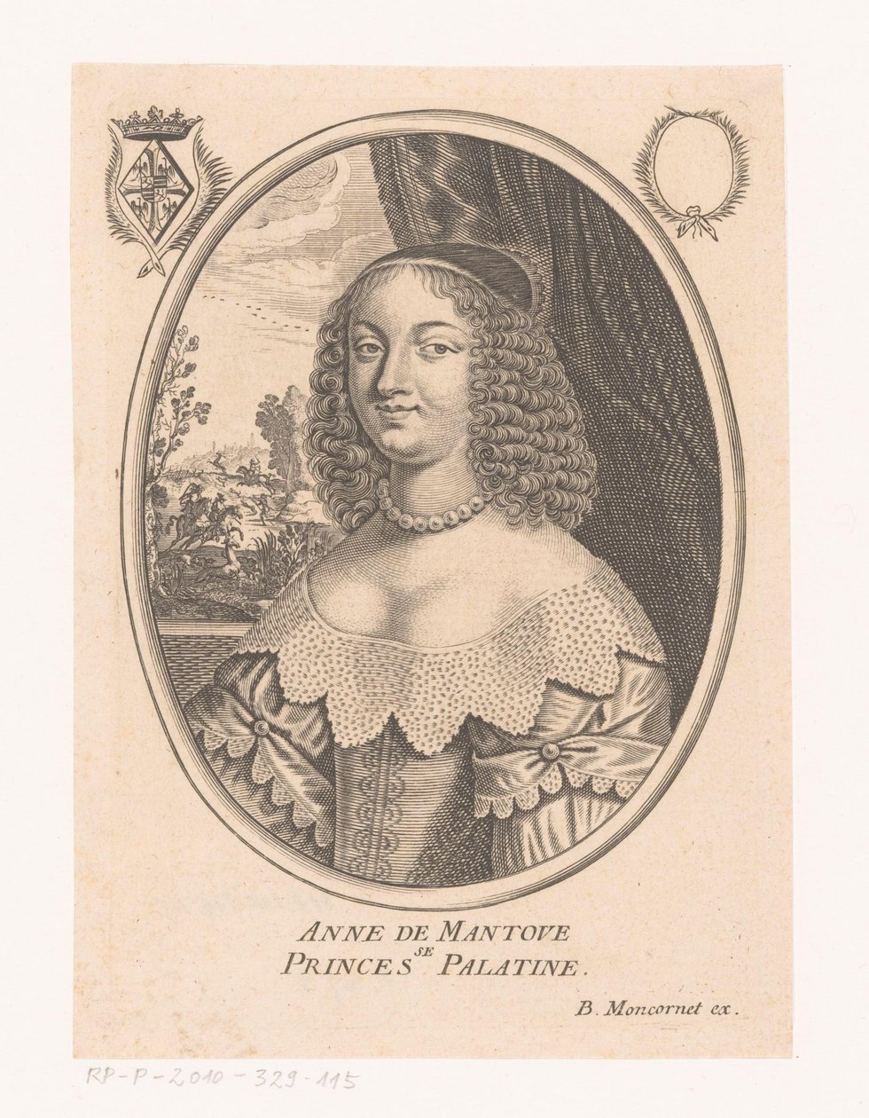 Anne Gonzaga portréja Anne de Mantove, Palatinus hercegnő (cím a tárgyon) alkotó: Anonymous