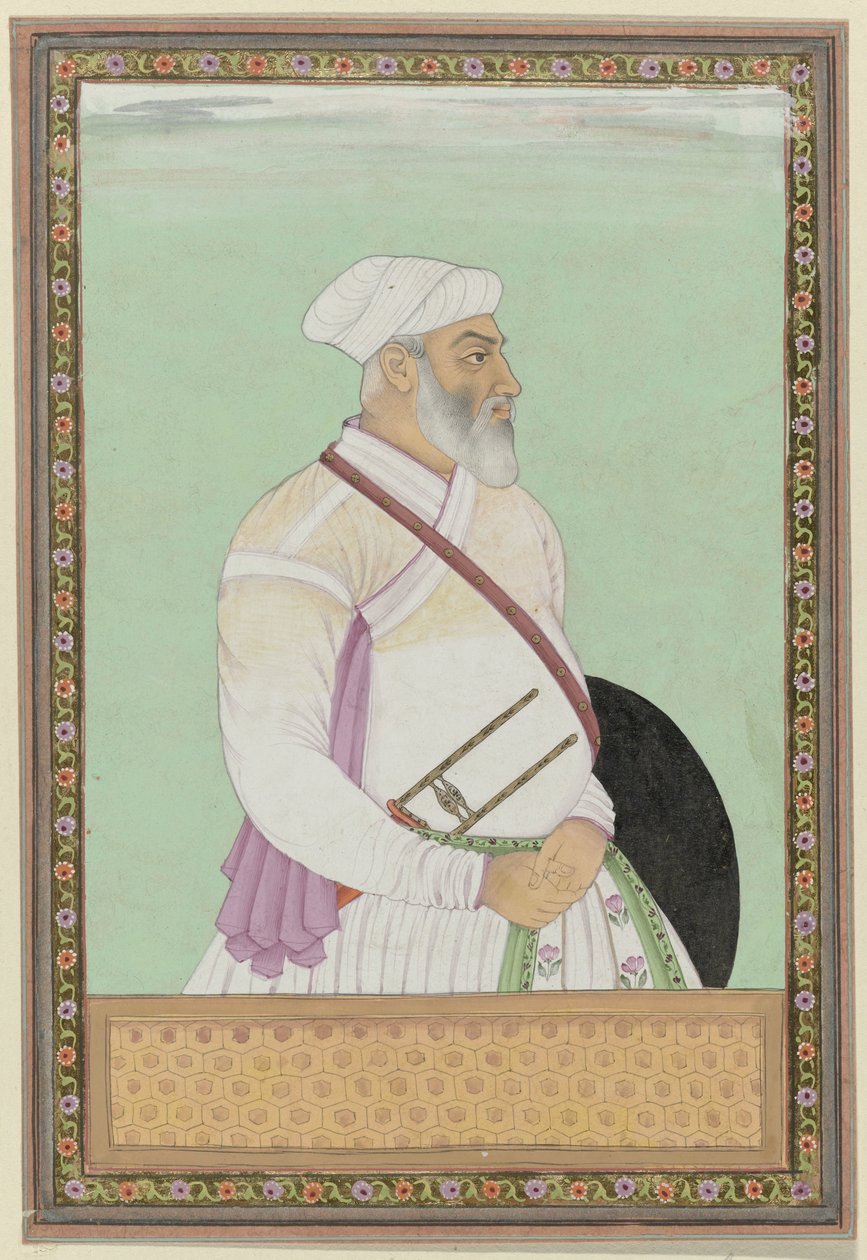 Dalil-khan, Aurangzeb nagyvezír portréja Deccan tartomány kormányzója (subagar) volt; a Rohela Pathanstól származik alkotó: Anonymous