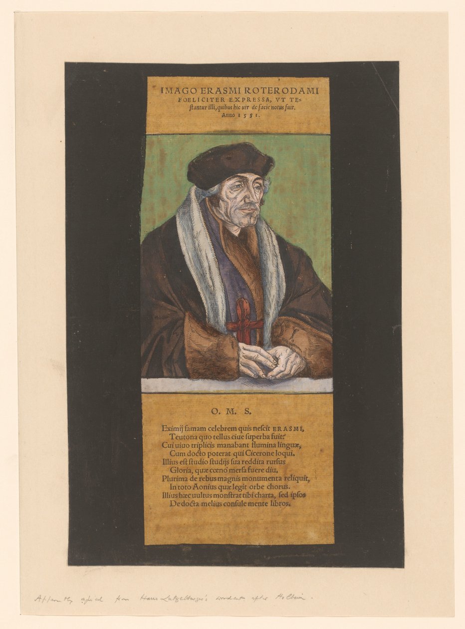 Desiderius Erasmus portréja Rotterdami Erasmus képe (cím a tárgyon) alkotó: Anonymous