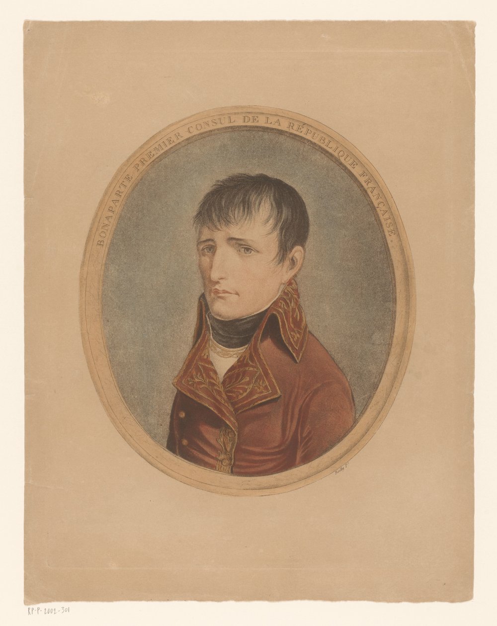 I. Bonaparte Napóleon, Fransen keizer portréja Bonaparte, a Francia Köztársaság első konzulja (cím a tárgyon) alkotó: Anonymous
