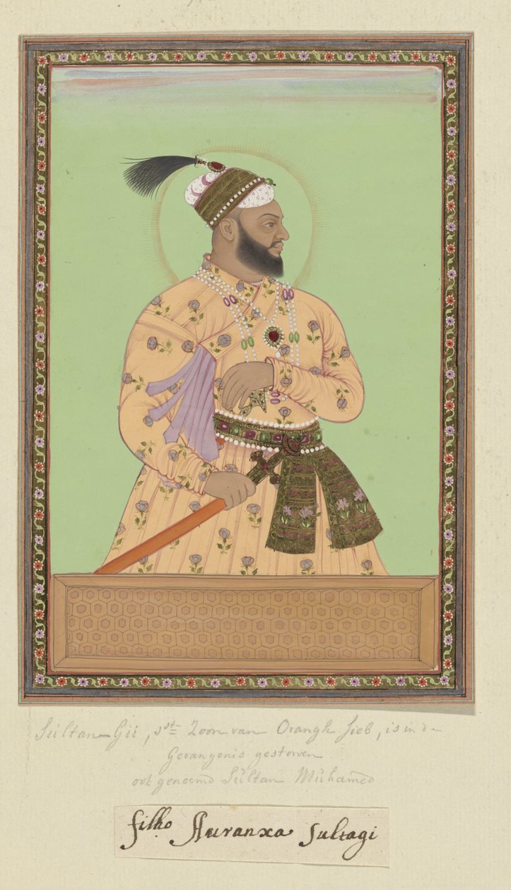 Szultándzsi, Aurangzeb legidősebb fia, Abdullah szultán veje portréja; Aurangzeb bebörtönözte, és ebben a fogságban ő is meghalt. alkotó: Anonymous