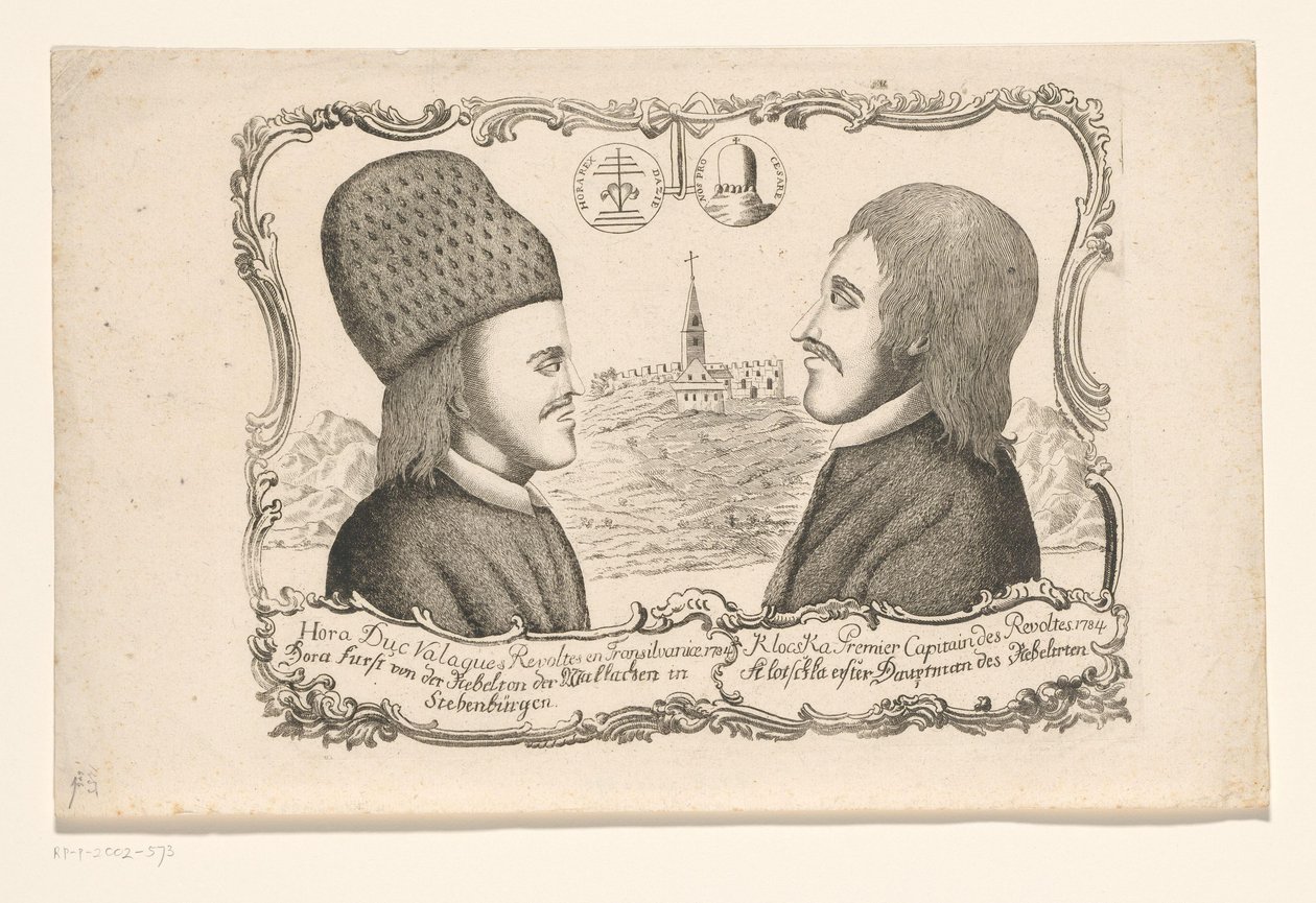 Vasile Ursu Nicola Horea és Ion Oargă Cloșca, az erdélyi lázadás vezéreinek portréi, 1784 alkotó: Anonymous