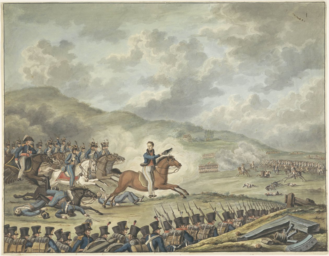 Orange hercege a holland csapatok élén Quatre-Brasban, 1815 alkotó: Anonymous