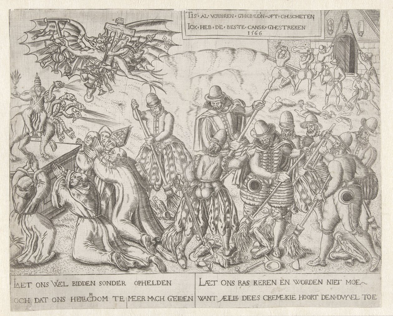 Protestáns „tiszta söprés” a katolikus egyházban A koldusok ikonoklászmája, 1566 alkotó: Anonymous