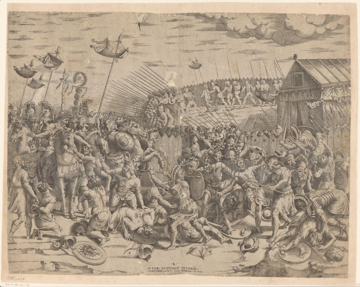 Scipio valt a karthágóiak aan P. Cor. Scipio győzelme (cím a tárgyon) alkotó: Anonymous