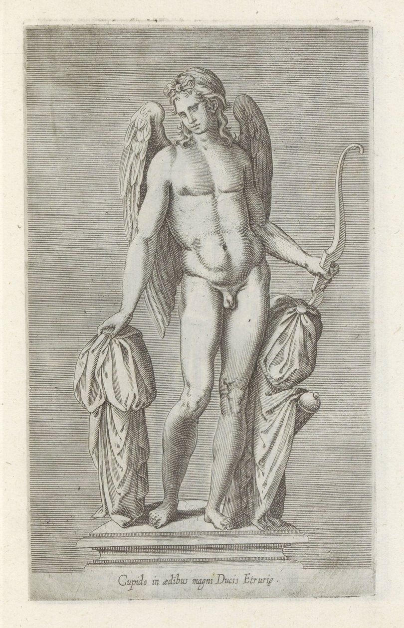 Sculptuur van Amor Ámor Etruria nagy hercegének házában (cím a tárgyon) Antik szobrok Rómában (sorozat címe) Róma városának nyilvános helyeken látható ősi szobrainak ikonjai (sorozat címe) alkotó: Anonymous