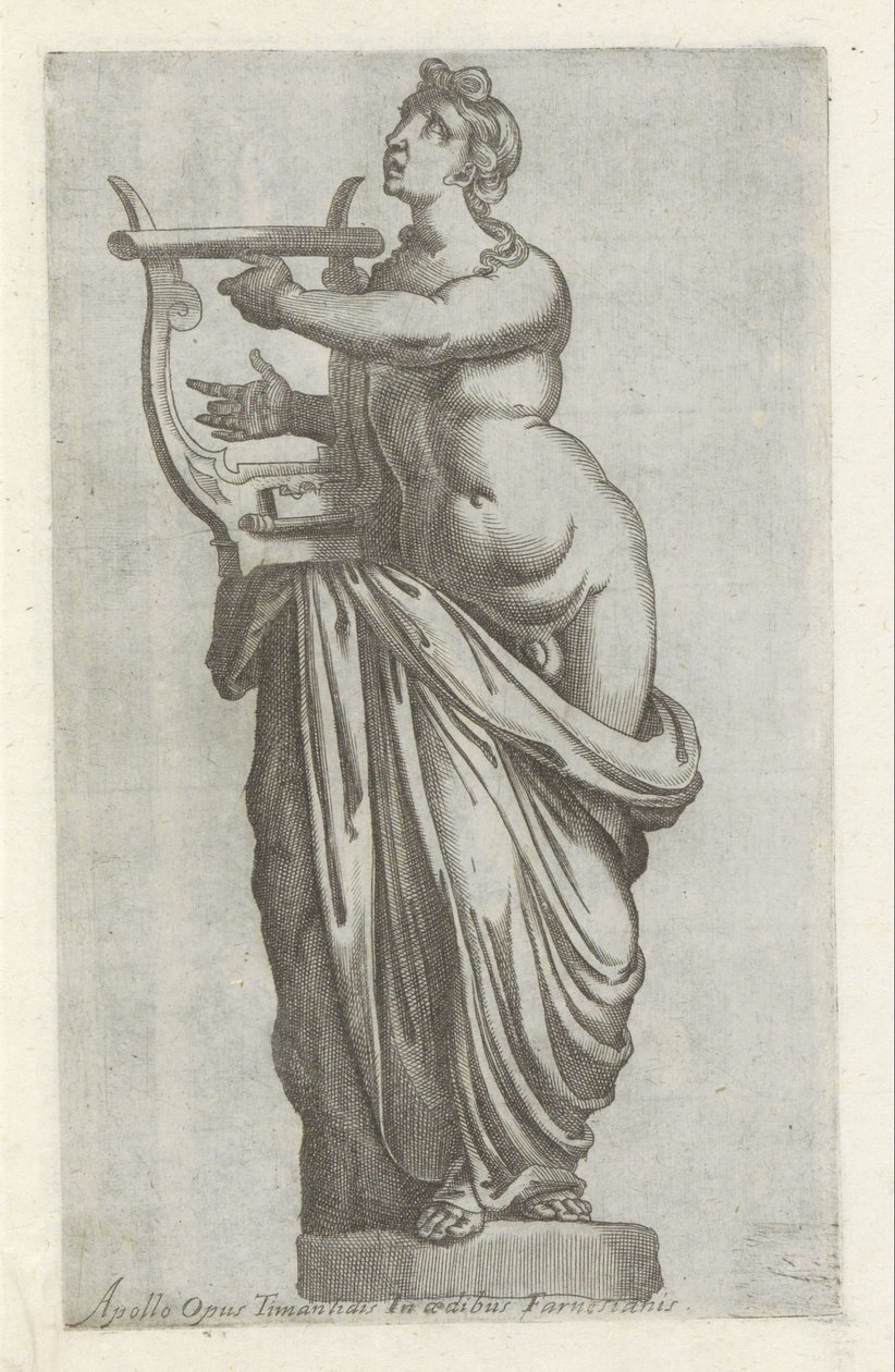 Apollo szobra Timanlidis Apollo-műve a farnézi palotában (cím a tárgyon) Antik szobrok Rómában (sorozat címe) Róma városának nyilvános helyeken látható ősi szobrainak ikonjai (sorozat címe) alkotó: Anonymous