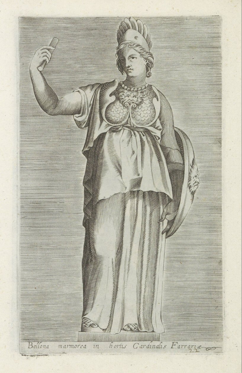Bellona szobor Bellona márvány a Cardinal Farraria kertjében (cím a tárgyon) Antik szobrok Rómában (sorozat címe) Róma városának nyilvános helyeken látható ősi szobrainak ikonjai (sorozat címe) alkotó: Anonymous