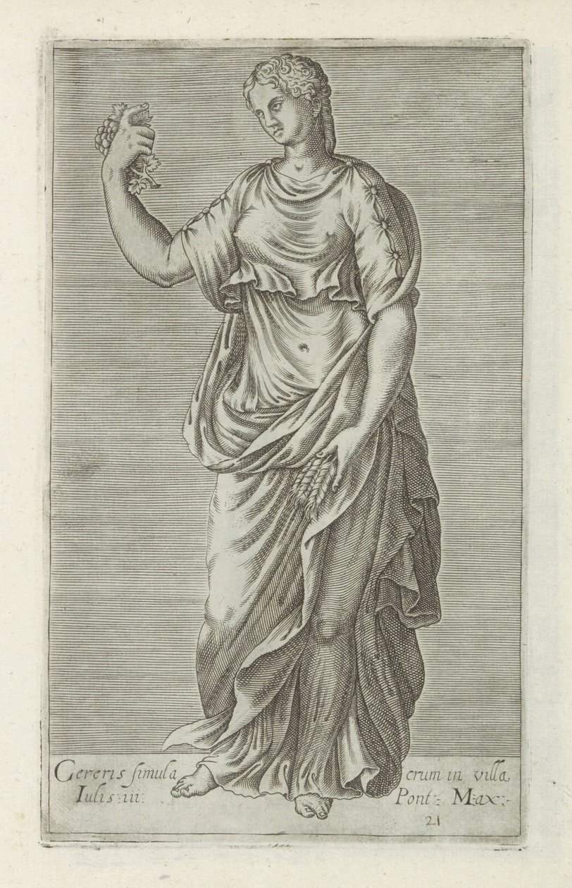 Ceres szobrászata Ceres szobra Pontusi III. Julius városában. Max. (cím a tárgyon) Antik szobrok Rómában (sorozat címe) Róma városának nyilvános helyeken látható ősi szobrainak ikonjai (sorozat címe) alkotó: Anonymous