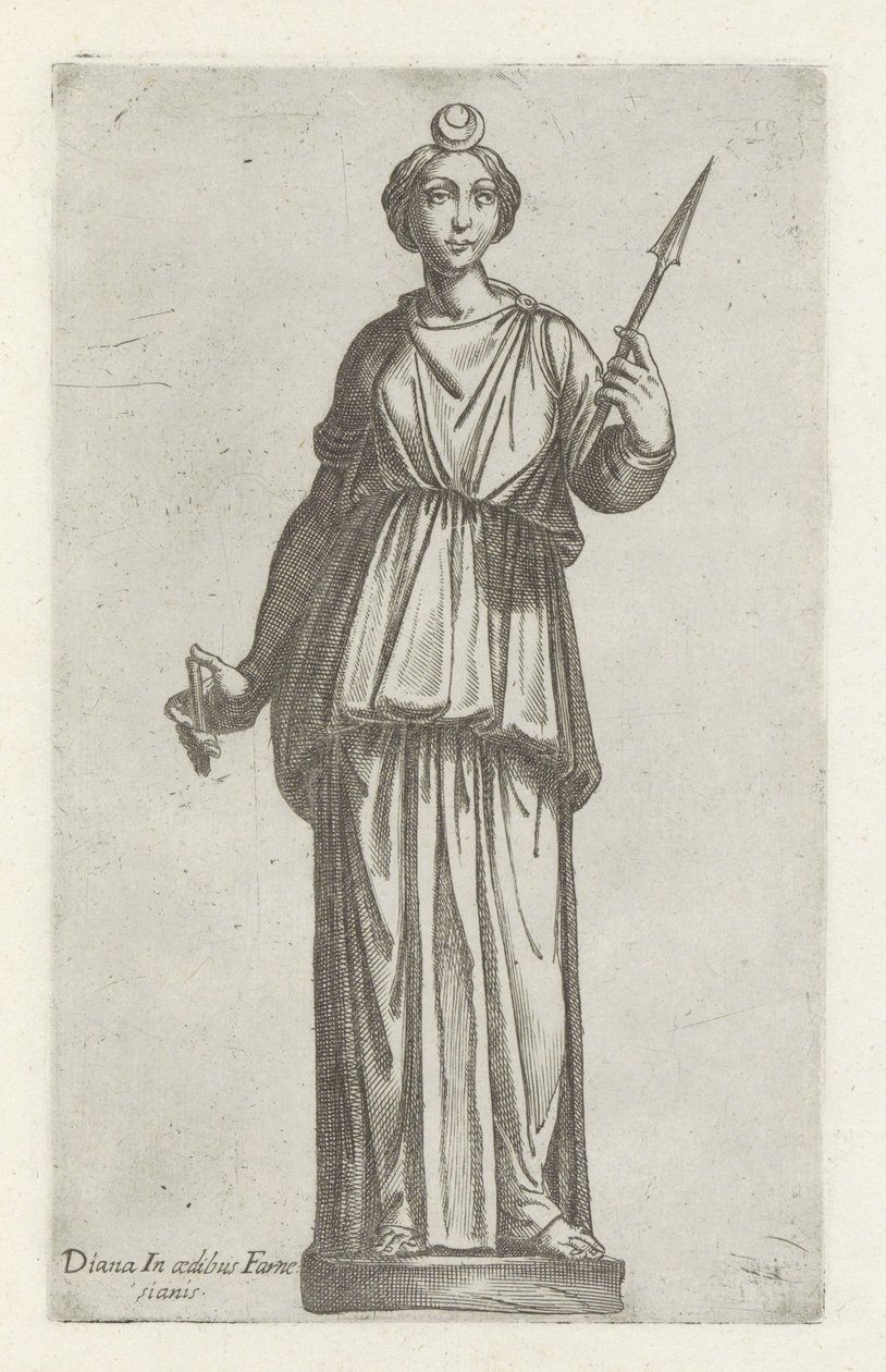 Diana szobra Diana a Farnéz-házban (cím a tárgyon) Antik szobrok Rómában (sorozat címe) Róma város ókori szobrainak ikonjai, amelyek nyilvános helyeken láthatók (sorozat címe) alkotó: Anonymous
