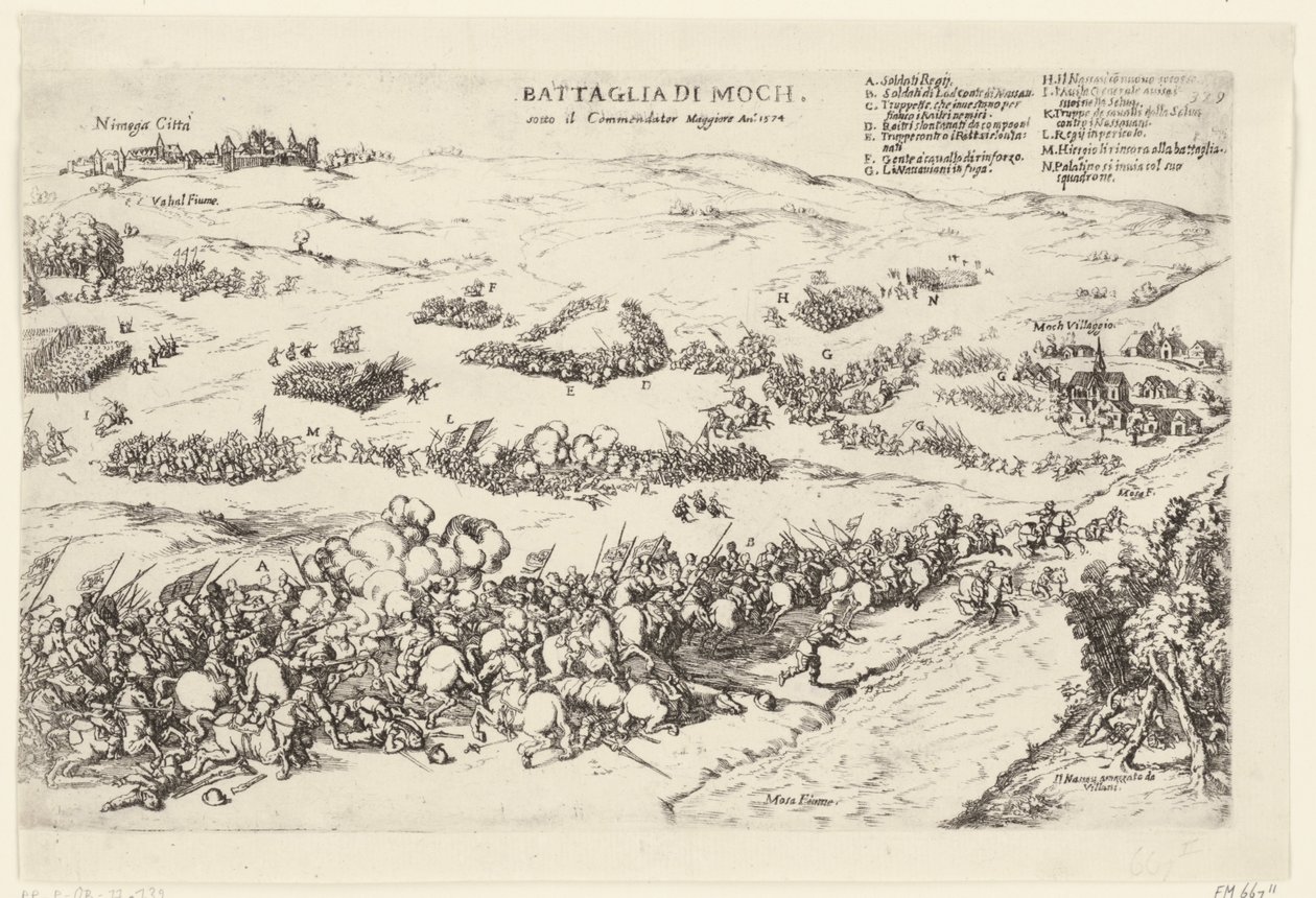 Slag op de Mookerheide, 1574 Mochi csata, Commendator Maggiore An.o 1574 alatt (cím a tárgyon) alkotó: Anonymous