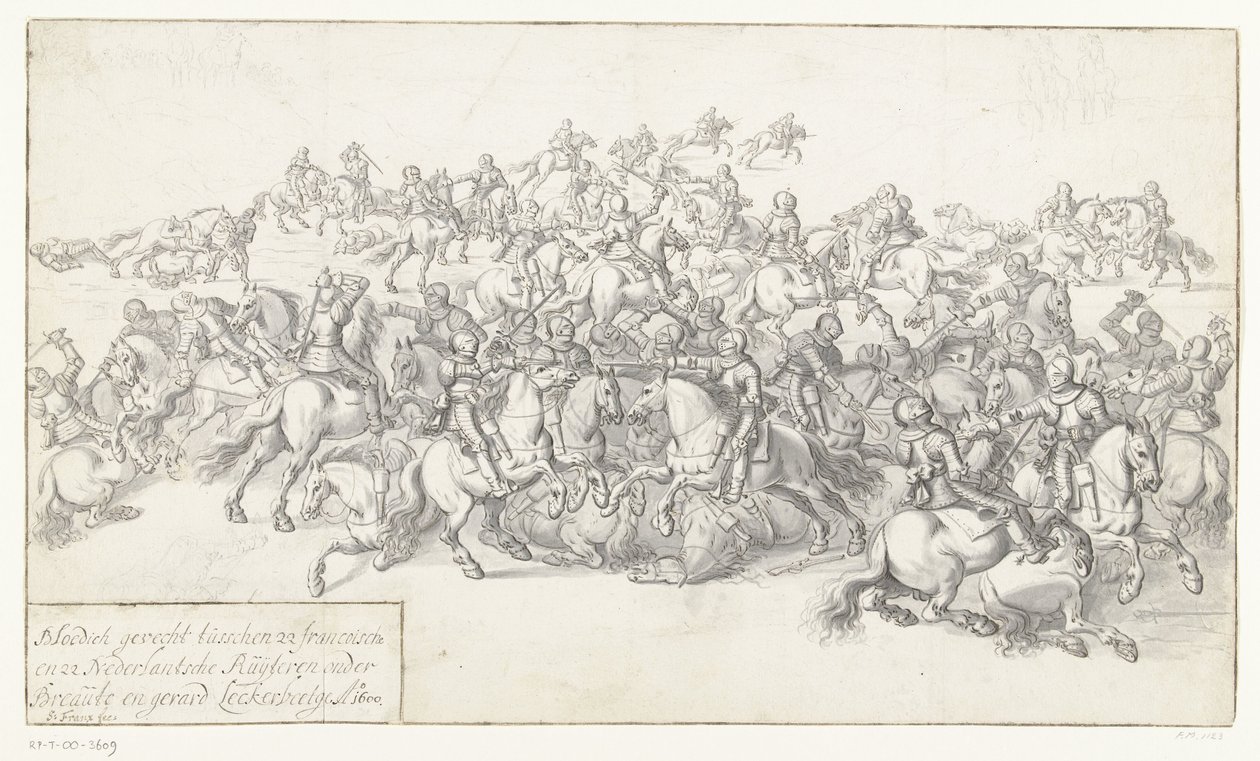 Gourmet csata, 1600 Véres csata 22 frank és 22 holland Ruyteren között Breaut és Gerard Leckerbeetge Ao vezetésével. 1600 (cím a tárgyon) alkotó: Anonymous