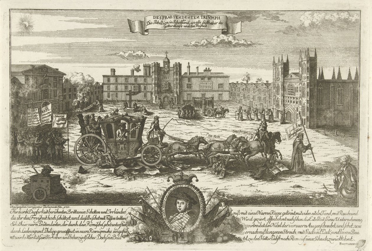 Az angol jelölt, Charles Edward Stuart, 1745 Despreendenten Trivmph / A skóciai lázadás az istentisztelet és a szabadság szerelmeseinek (cím a tárgyon) alkotó: Anonymous