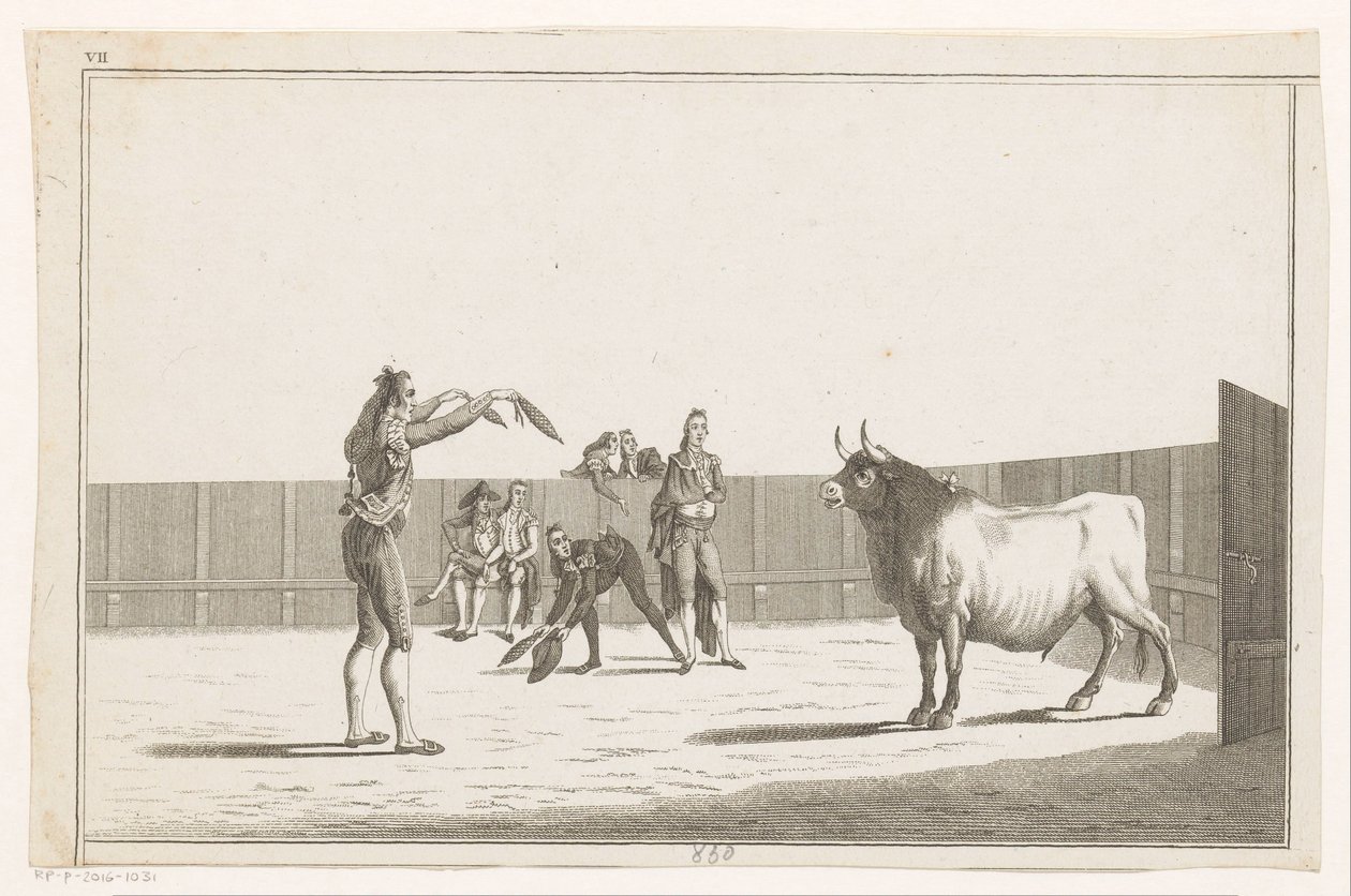 Bikaviador banderillákkal Coleccion de las Principles suertes de una corrida de toros (sorozat címe az objektumon) A legfontosabb bikaviadal manőverek gyűjteménye (sorozat címe) alkotó: Anonymous