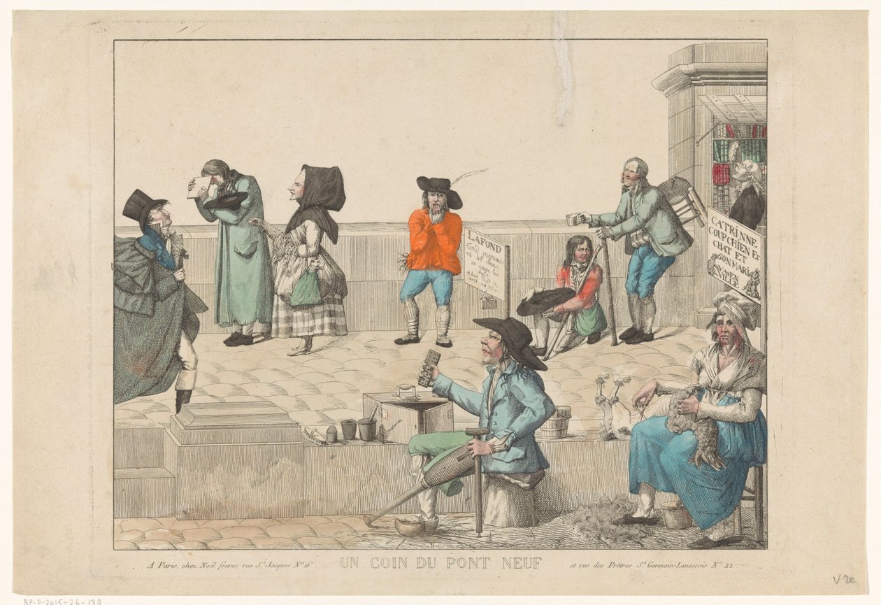 Utcai árusok és koldusok a Pont Neuf-on Un coin du Pont Neuf (cím a tárgyon) alkotó: Anonymous
